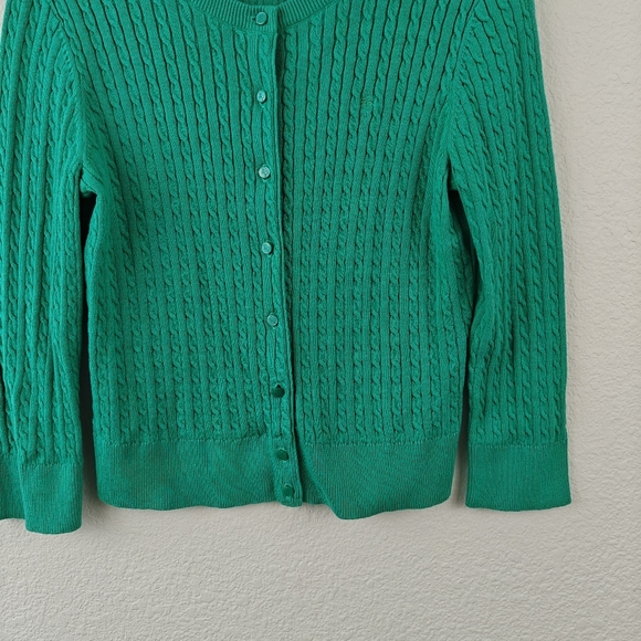 Lilly Pulitzer Cable Knit Kelly Green Palm Tree Button Down Cardigan Woman's S - Picture 2 of 14